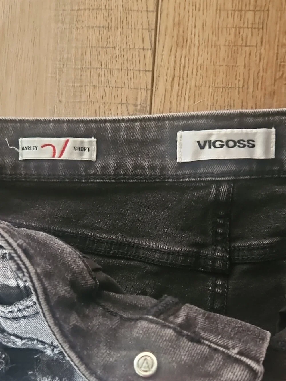 Vigoss Washed Black Ripped Denim Shorts